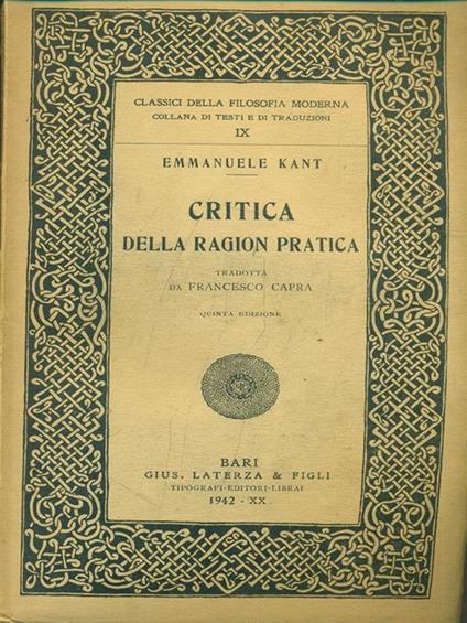 Critica della ragion pratica - Immanuel Kant - copertina