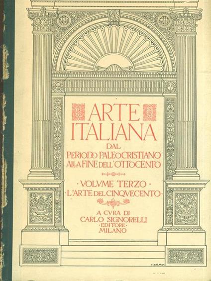 Arte italiana dal periodo paleocristiano alla fine dell'ottocento vol 3 - copertina