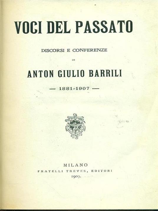 Voci del passato - Anton G. Barrili - copertina