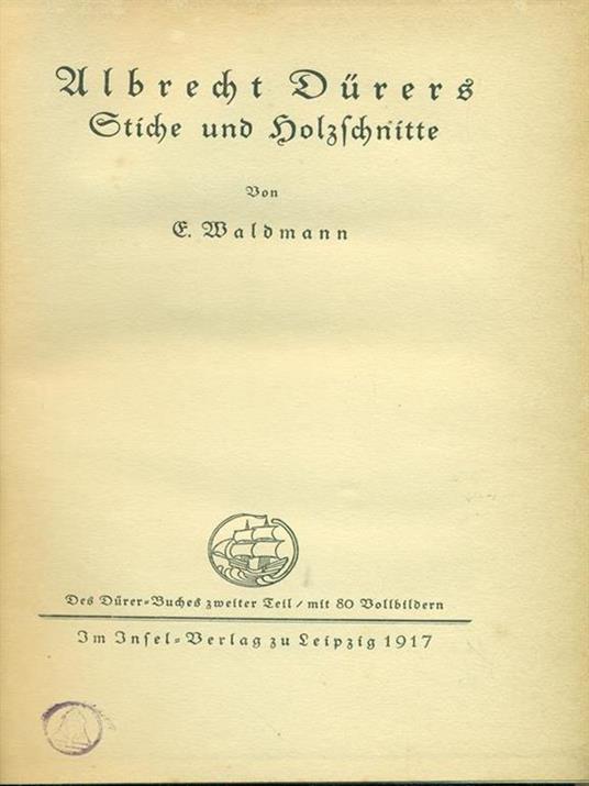 Ulbrecht Durers Stiche und Holzfchnitte - C. Waldmann - copertina