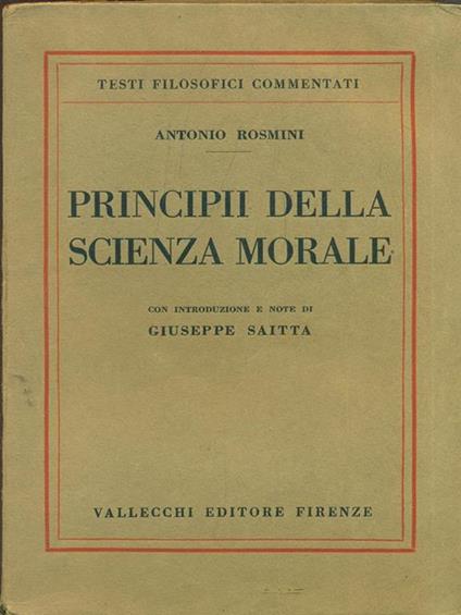 Principi della scienza morale - Antonio Rosmini - copertina