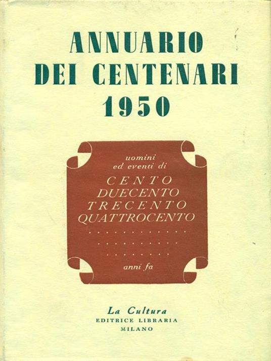 Annuario dei centenari 1950 - copertina