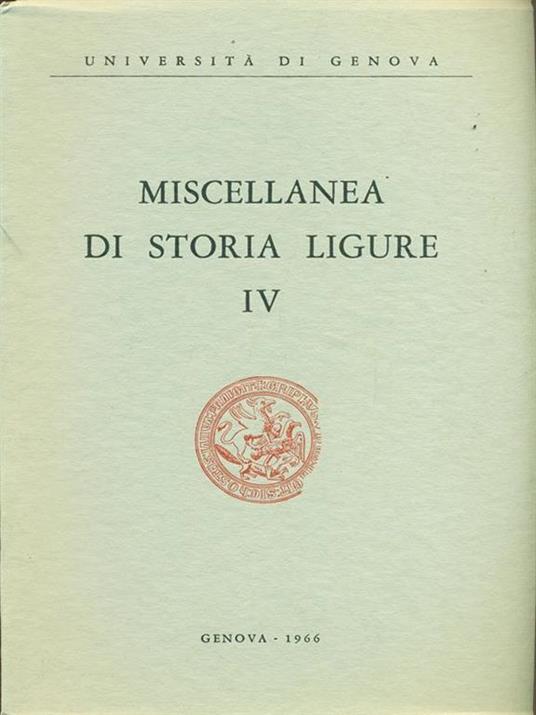 Miscellanea di storia ligure IV - copertina