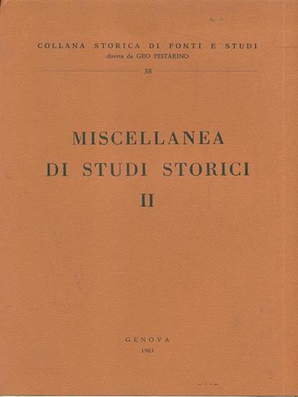 Miscellanea di studi storici II - copertina