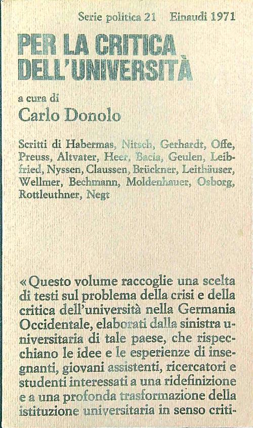 Per la critica dell'università