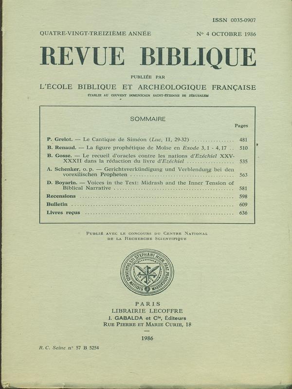 Revue Biblioque n. 4 Ottobre 1986
