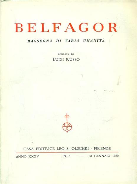 Belfagor anno XXXV - N 1/ 31 gennaio 1980 - copertina