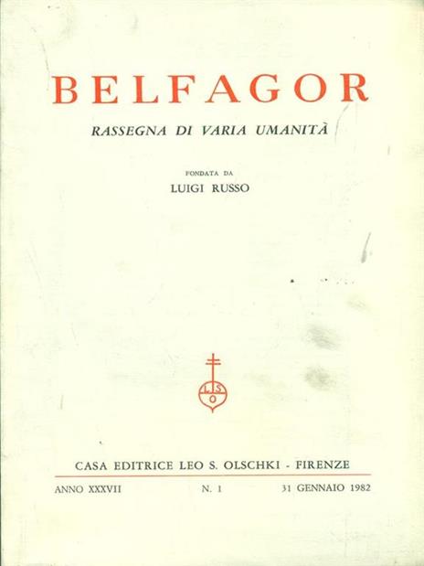 Belfagor anno XXXVII n1 / 31 gennaio 1982 - copertina
