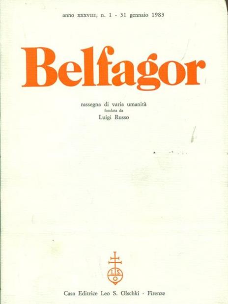 Belfagor anno XXXVIII n1 / 31 gennaio 1983 - copertina