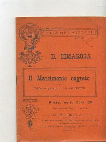 Il Matrimonio segreto - copertina