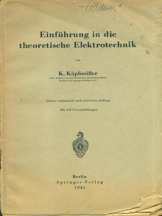 Einfuhrung in die theoretische Elektrotechnik - copertina