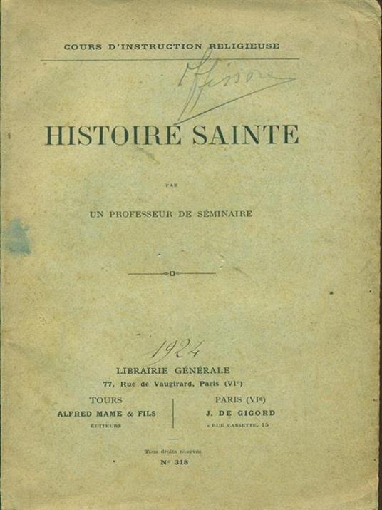 Histoire sainte - copertina