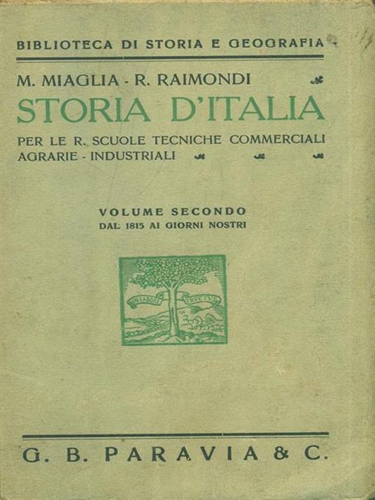 Storia d'Italia. Volume secondo - M. Maglia,R. Raimondi - copertina