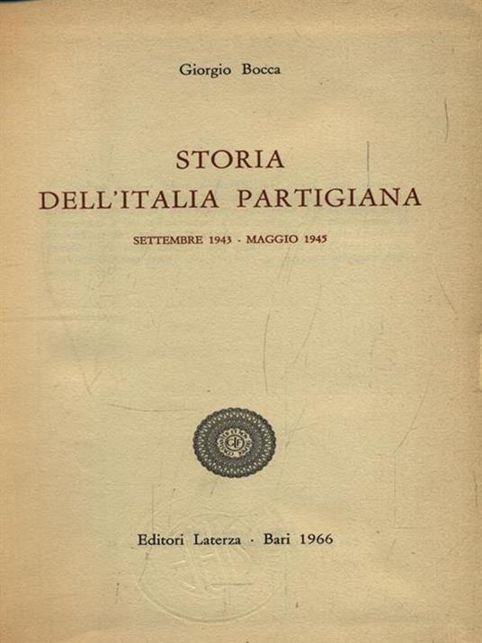 Storia dell'Italia partigiana - Giorgio Bocca - copertina