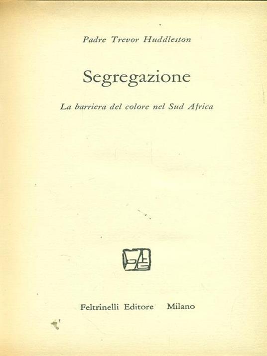 Segregazione - Trevor Huddleston - copertina