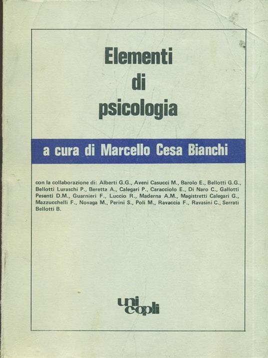 Elementi di psicologia - Marcello Cesa Bianchi - copertina