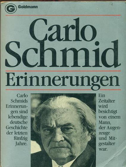 Erinnerungen - Carlo Schmid - copertina