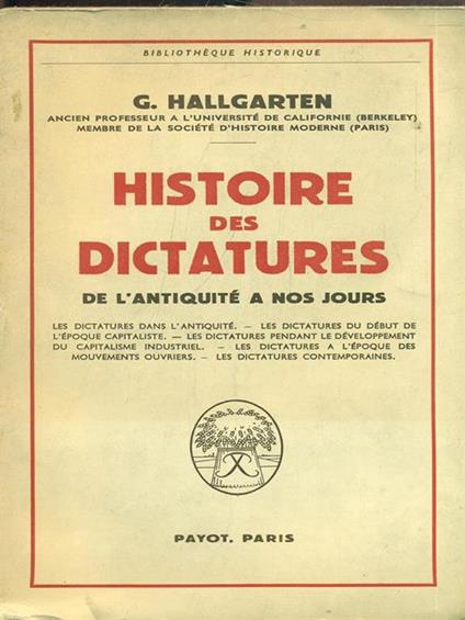 Histoire des dictatures - copertina