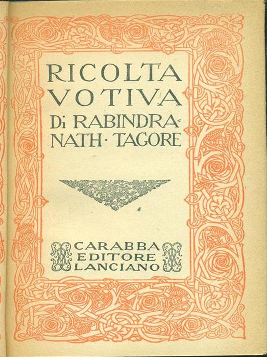 Ricolta Votiva - Rabindranath Tagore - copertina