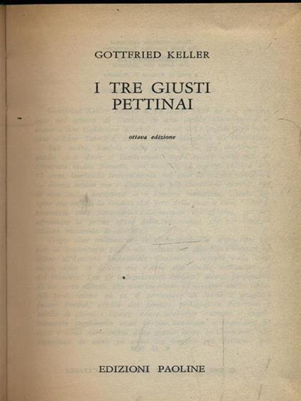 I tre giusti pettinai - Gottfried Keller - copertina