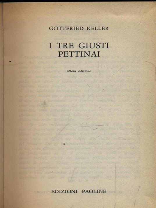 I tre giusti pettinai - Gottfried Keller - copertina