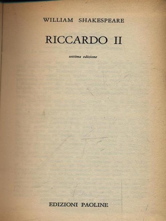 Riccardo II - William Shakespeare - copertina