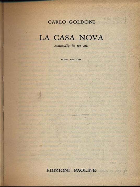 La casa nova - Carlo Goldoni - copertina