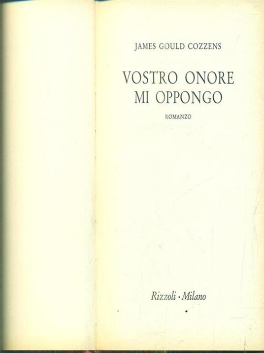 Vostro onore mi oppongo - copertina
