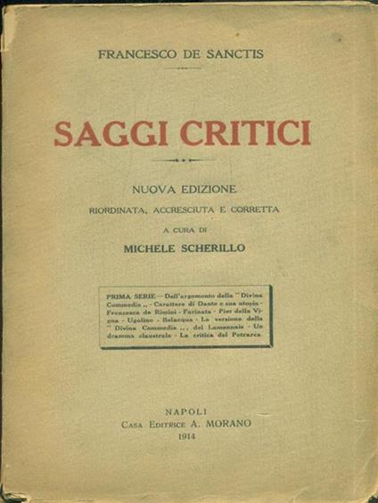 Saggi critici - Francesco De Santics - copertina