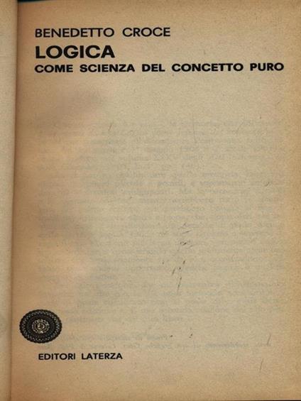 Croce Logica come scienza del concetto puro - Benedetto Croce - copertina