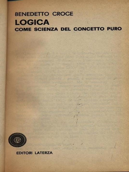 Croce Logica come scienza del concetto puro - Benedetto Croce - copertina