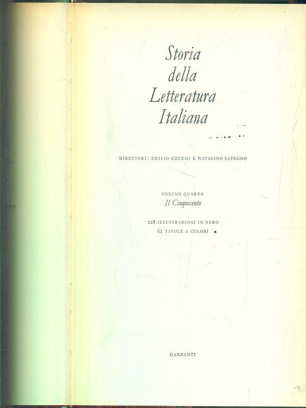 Storia della letteratura italiana IV. Il Cinquecento