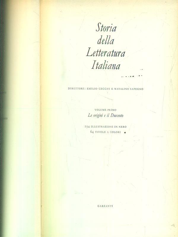 Storia della letteratura italiana I. Le origini e il Duecento