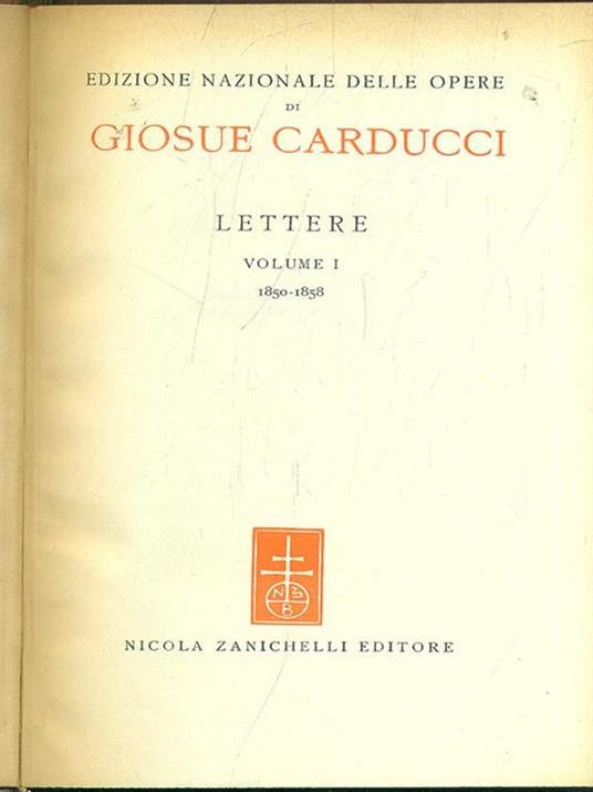 Lettere I - Giosuè Carducci - copertina
