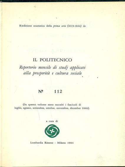 Il Politecnico. 2 semestre 1840 - copertina