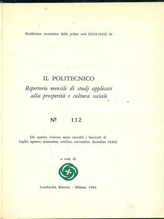 Il Politecnico. 2 semestre 1840 - copertina