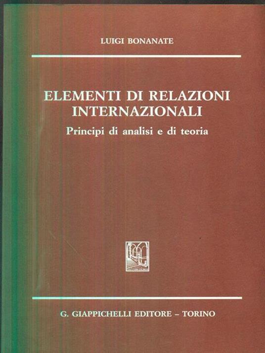 Elementi di relazioni internazionali - Luigi Bonanate - copertina