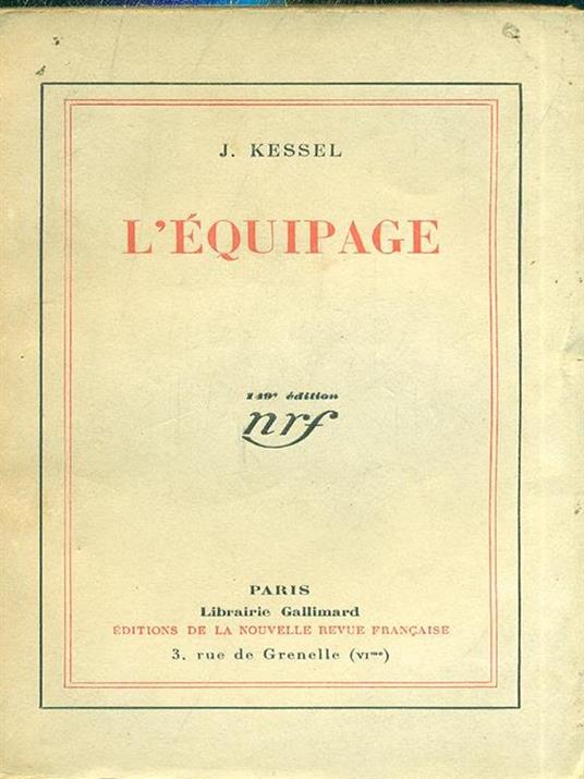 L' Equipage - Joseph Kessel - copertina