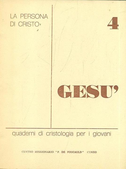 La persona di Cristo. Gesù - copertina
