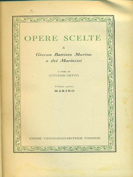 Opere scelte volume primo - Giambattista Marino - copertina