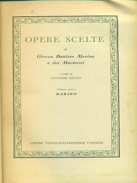Opere scelte volume primo - Giambattista Marino - copertina