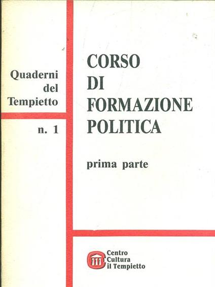 Corso di formazione politica. Prima parte - copertina