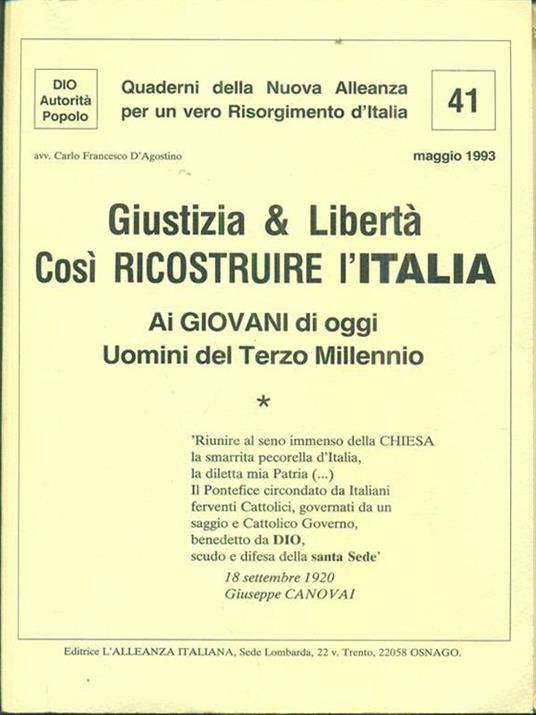 Giustizia & Libertà. Cosi ricostruirel'Italia - copertina