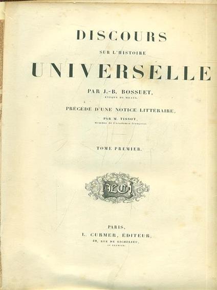 Discour universelle. Tome Premier - copertina