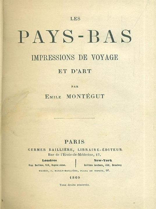 Les Pays-Bas - Émile Montégut - copertina