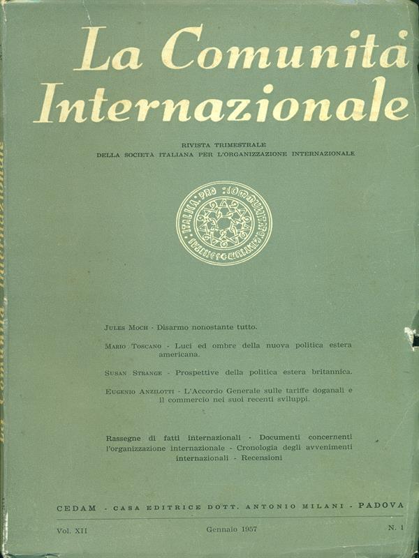 La comunità internazionale n. 1. Gennaio 1957