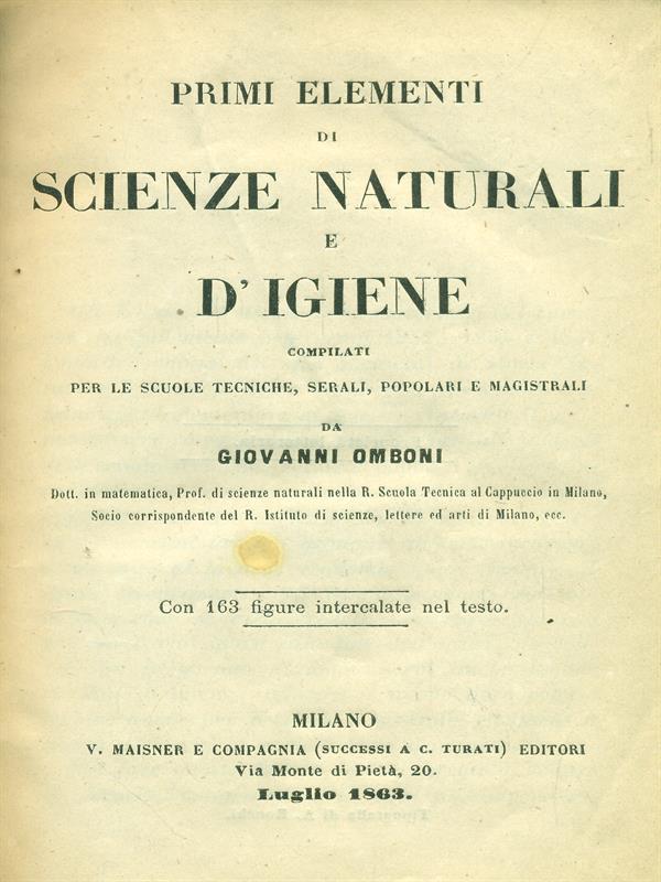 Primi elementi di scienze naturali ed'igiene