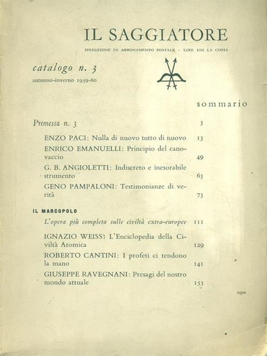 Il saggiatore n. 3-1969/60 - copertina