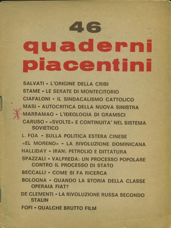 Quaderni piacentini 46. Marzo 1972