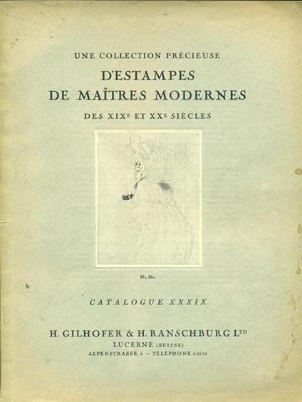 D'estampes de maitres modernes. Catalogue XXXIX - copertina